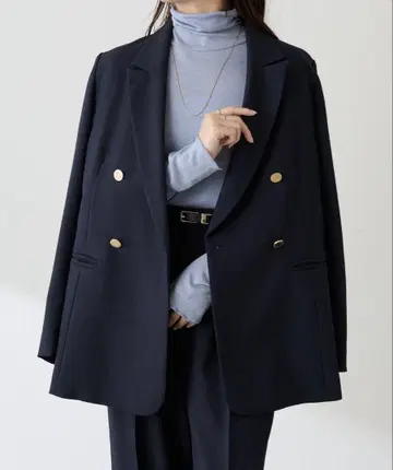 네이비 더블 브레스트 자켓