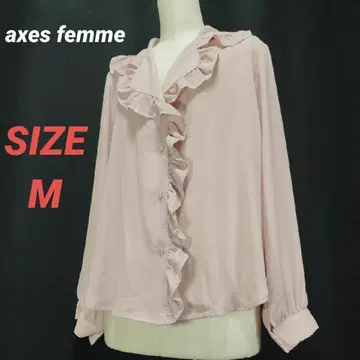 axes femme 엑시즈팜 프릴 블라우스 핑크 긴팔 M