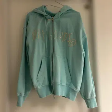 h&m 바스키아 콜라보 스카이블루 후드 부착 후드티