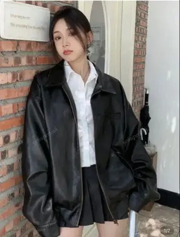 블랙 가죽 자켓 M 사이즈