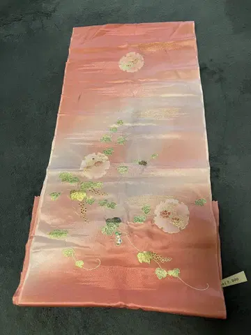 핑크 꽃무늬 오비 장식 천