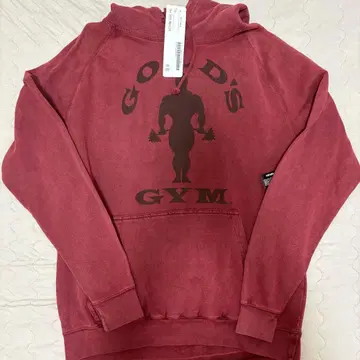 [새상품] GOLD'S GYM 빨간색 후드 부착 후드티