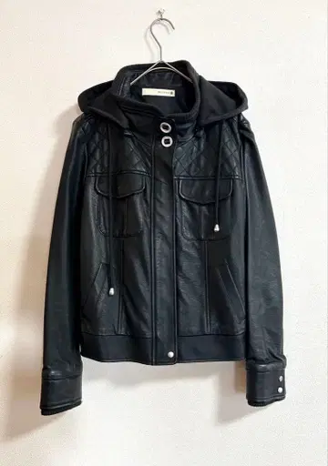 부즈루드 가죽 자켓 후드 부착 블랙 38