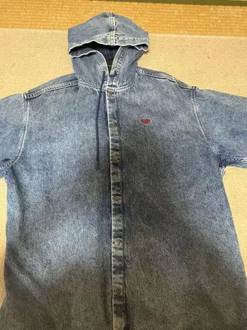 데님 후드 부착 셔츠