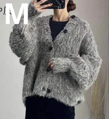시마무라 hideka 콜라보 MIX 루프 2WAY 가디건 그레이 M