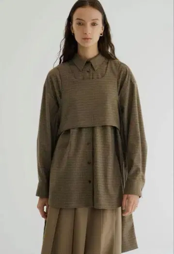 CLANE BUSITER SET CHECK SHIRT beige 1