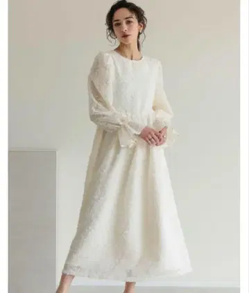 플라워 자카드 시어 플레어 원피스
