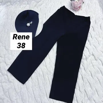 Rene 르네 펄 장식 이지 팬츠 슬랙스 네이비 38