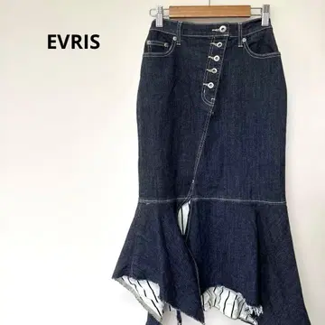 EVRIS (에브리리스) 도킹 불규칙 헤짐 DENIM 스커트