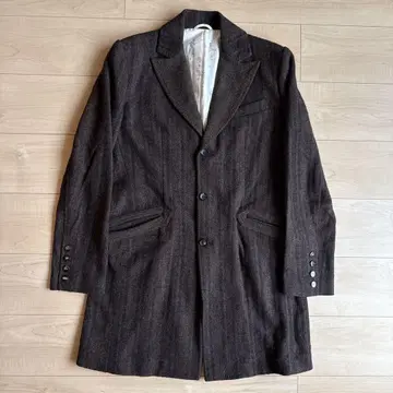 Iroquois 헤링본 트위드 니들 코트