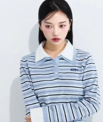 더블 칼라 보더 디자인 니트