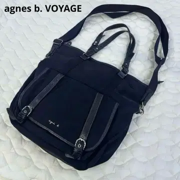 agnes b. VOYAGE 2WAY 백 나일론 x 가죽 블랙