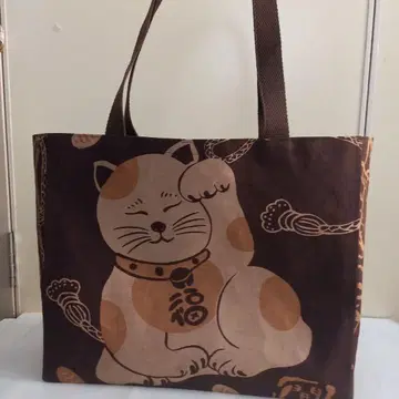 복을 부르는 고양이 행운 수건 감물 염색 숄더백