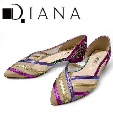[새상품급] DIANA 메쉬 x 메탈릭 플랫 펌프스 글리터 23cm
