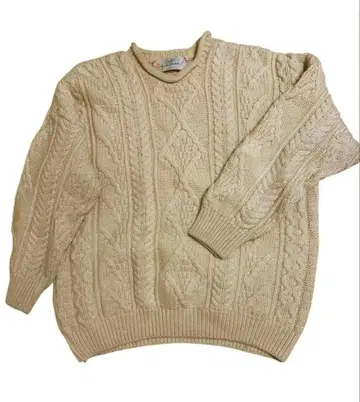 빈티지 아란 니트 케이블 니트 핸드 니트 피셔맨 니트
