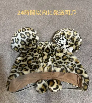 디즈니 팬캡 레오파드 무늬 미니 봉제 인형 귀 포함