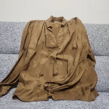 IENA 브라운 실크 혼방 긴팔 셔츠