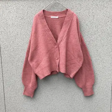 2893 [위고 스탠다드] F 리브 핑크 크롭 가디건