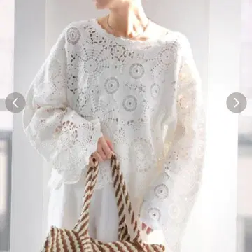25SS 저널 스탠다드 자수 크로셰 풀오버 화이트