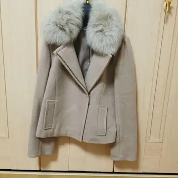 윌 셀렉션 퍼 옷깃 울 라이더스 숏코트 카멜