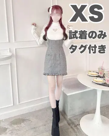 HoneyMew 허니뮤우 타이트 하운드투스 체크 점프 스커트 XS