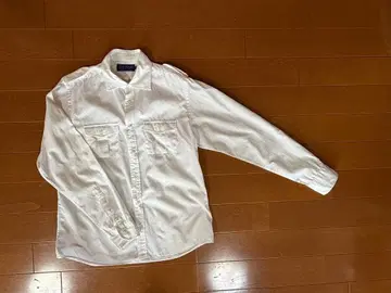 빔즈 남성용 밀리터리 화이트 긴팔 셔츠 견장 부착