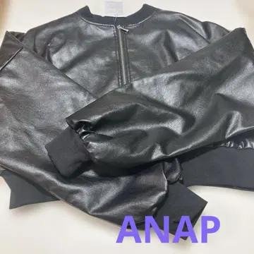 ANAP 아냅 인조 가죽 크롭 자켓 블루종