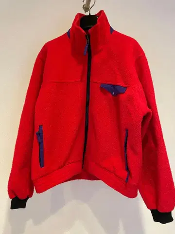엘엘빈 USA제 빨간색 플리스 자켓 보라색 악센트 M