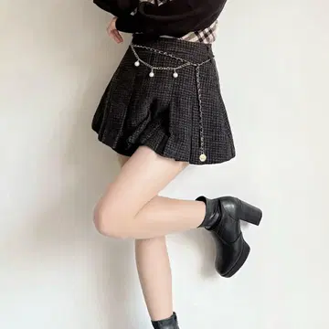 체인 벨트 레이어드 치마바지 블랙 NOMAE
