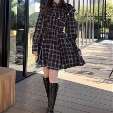 rienda 프론트 지퍼 셔츠 미니 원피스