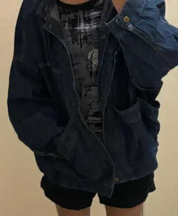 다크 블루 오버 사이즈 데님 자켓 G