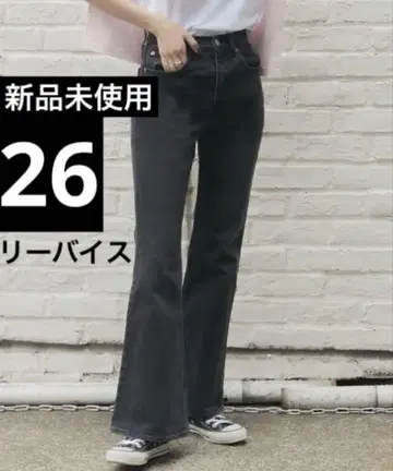 미사용 새상품 리바이스 70'S 하이웨스트 플레어 데님 블랙 26인치