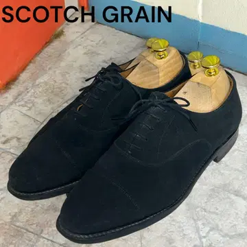 새상품급 스코치 그레인 스웨이드 스트레이트 팁 블랙 일본제 24cm
