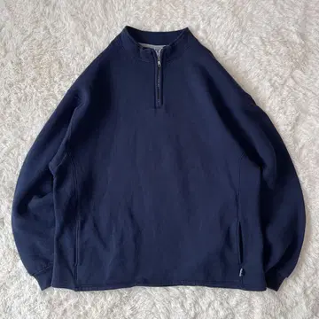00s 러셀 애슬레틱 하프 지퍼 맨투맨 하이넥 무지 네이비