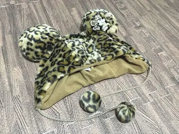 디즈니 미니 레오파드 무늬 퍼 모자 귀 포함