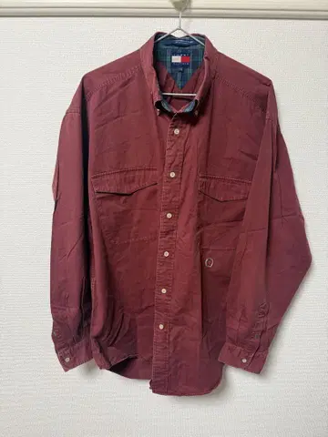 TOMMY HILFIGER 버건디 긴팔 셔츠 L 사이즈