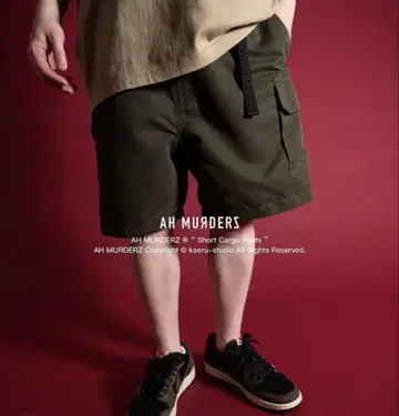 AH MURDERZ 카고 숏팬츠 올리브 XL