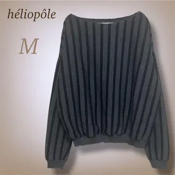 에리오폴 니트 상의 스트라이프 긴팔 밑단 리브 보트넥 고급 M
