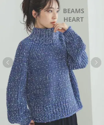 BEAMS HEART 배색 컬러 네프 니트