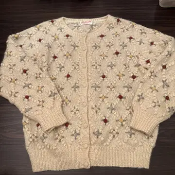 Splendid 아이보리 장미 자수 가디건