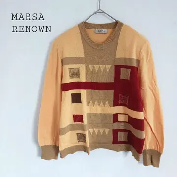레나운 울 니트 풀오버 일본제 레트로 기하학 패턴 개성적인 멀티 컬러
