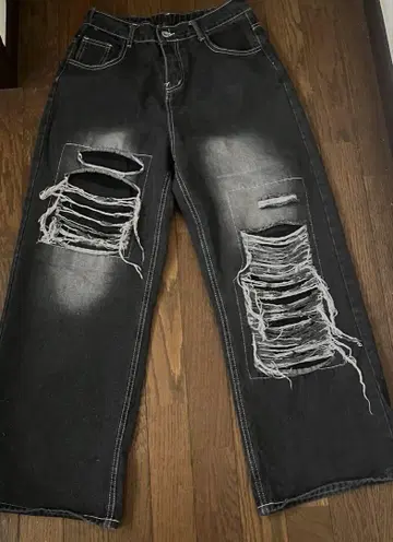 청바지 팬츠 데미지 진