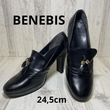 새상품급 BENEBIS 태슬 로퍼 펌프스 청키힐 24.5