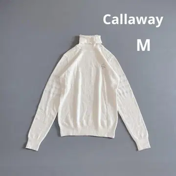 캘러웨이 골프 터틀넥 니트 M 얇은 소재 아이보리 울 혼방
