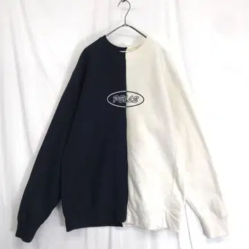 Peels : 투톤 크루넥 L 블랙 x 화이트 바이컬러