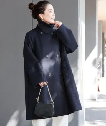 울 코트 여성용 네이비 베이크루즈
