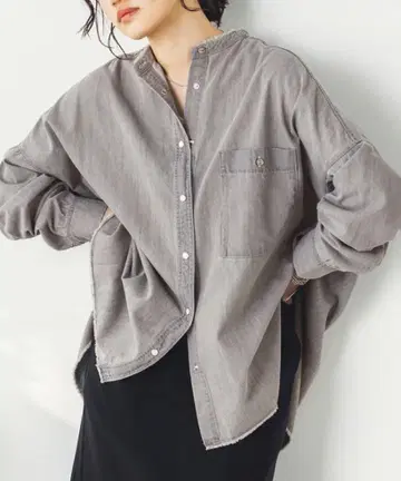 hunch 밴드 카라 오버 사이즈 데님 셔츠