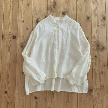 핸즈 오브 크리에이션 린넨 100 밴드 카라 블라우스 하자 있음