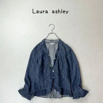 LAURA ASHLEY 프릴 디자인 데님 블라우스 자켓