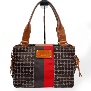 극미품 Kate Spade 토트백 캔버스 가죽 브라운
